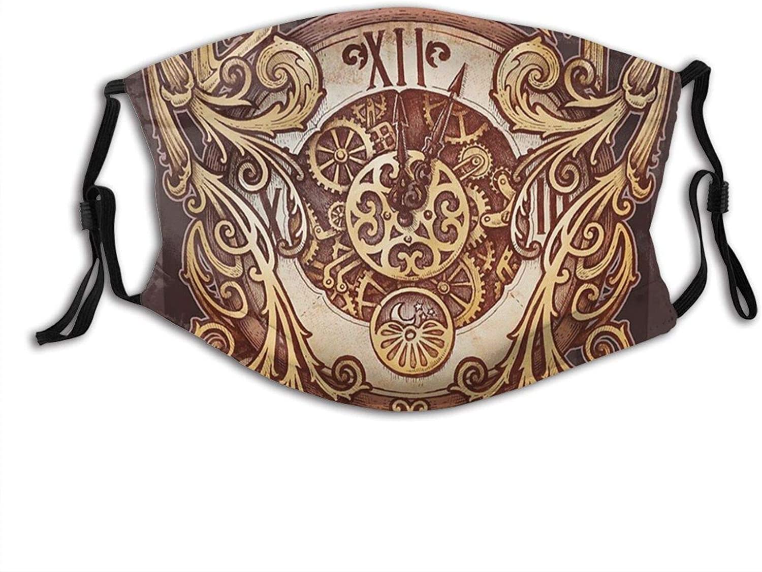 Steampunk Grunge Textures Comfortable Reusable Face Mask, Adjustable Scarf For Adult (With 2 Filters) - Steam Cool