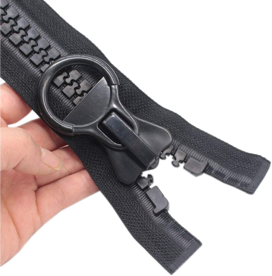 Super Large Separating Giant Plastic Zippers for Sewing Tents Coats Overcoats Boat Cover Canvas Heavy Duty Huge Resin Vislon Zippers, 31" -  Black