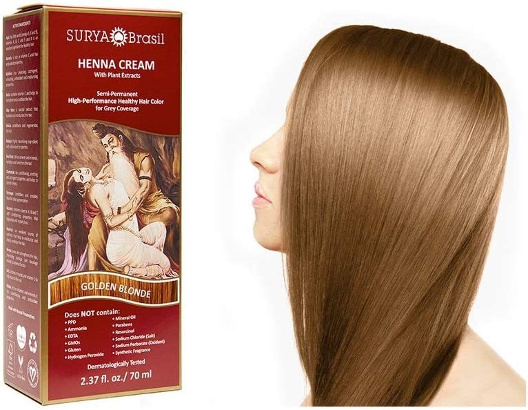 Surya Brasil Henna Cream - Golden Blonde hair Color - 2.31 Fl.Oz (70ml)