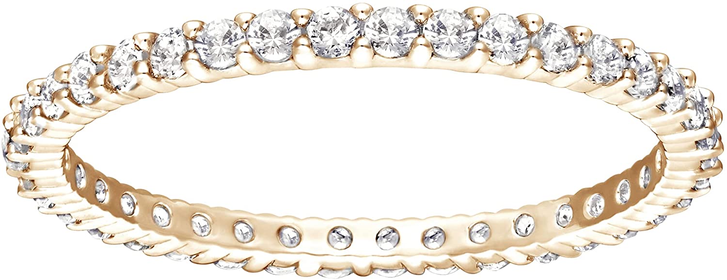 SWAROVSKI Women's Vittore Crystal Ring Collection for Women – (Rose Gold Tone, 8)