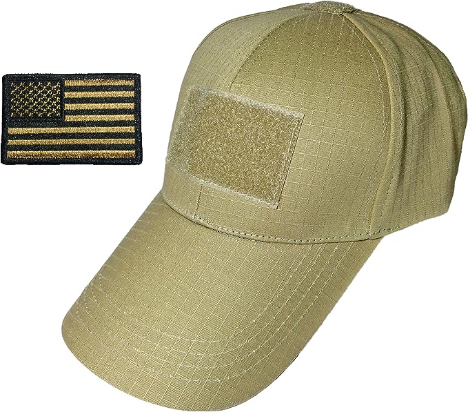 Coyote Commander" Ranger Return Tactical Operator Khaki Tan Baseball Adjustable Hat Cap with USA Flag Patch - Coyote Tan
