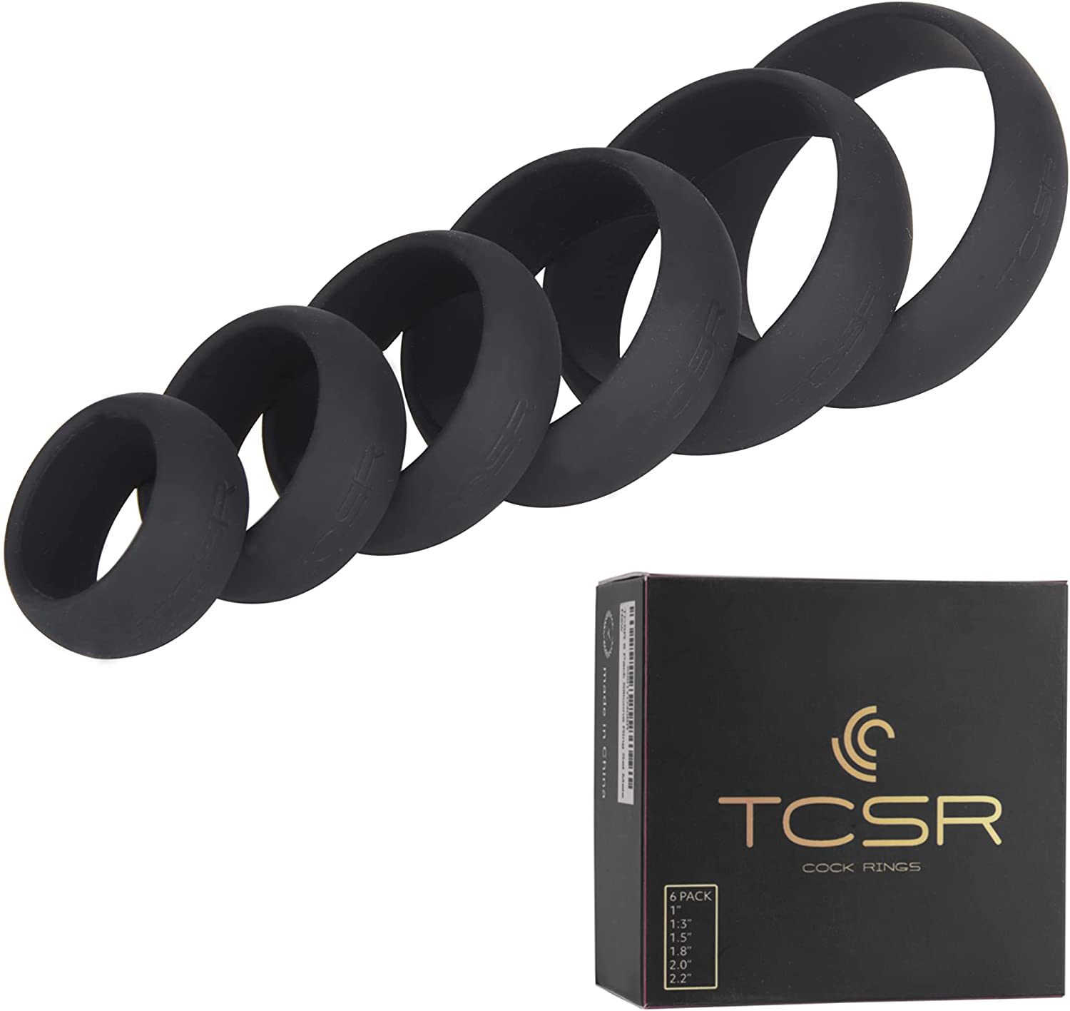 TCSR Premium Grade Soft Silicone Penis Cock Rings - 6 Different Size