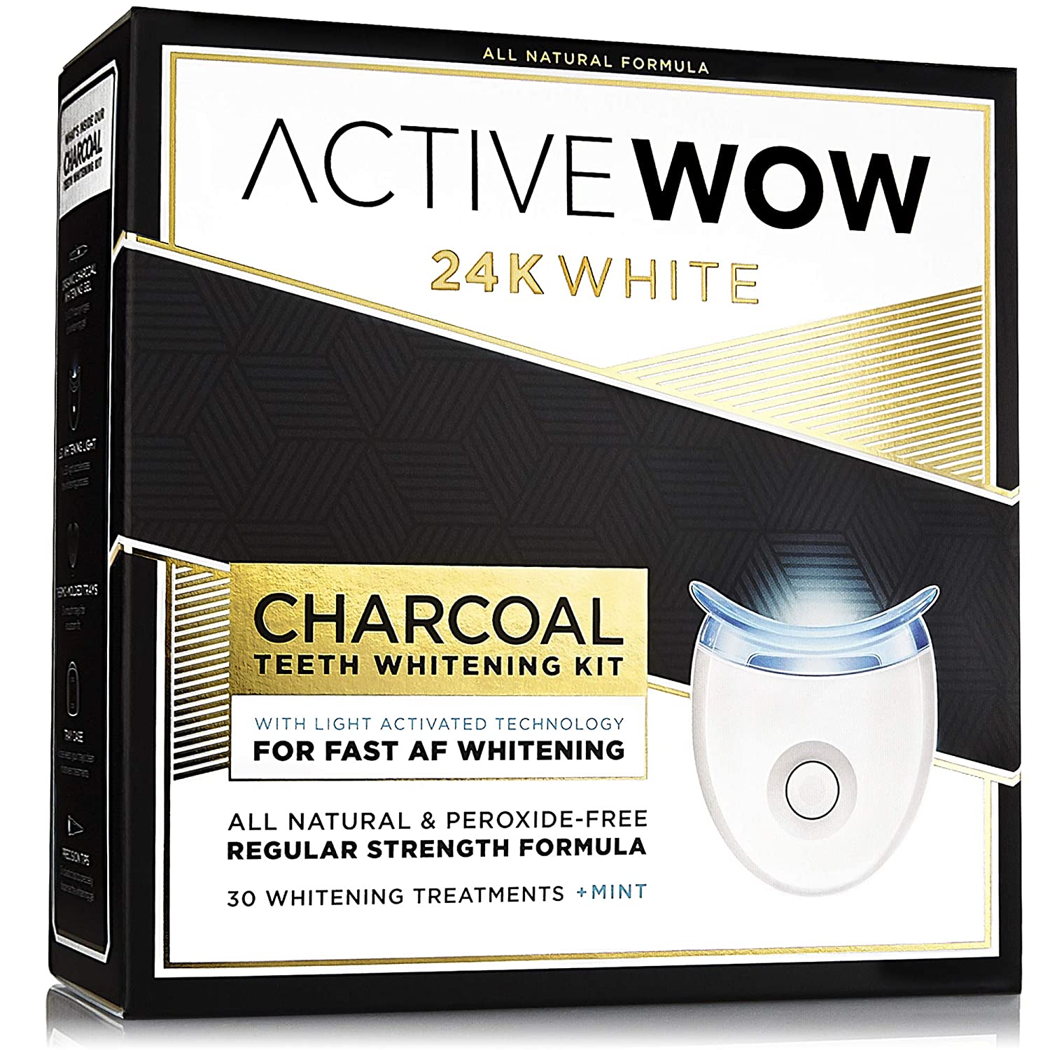 Active Wow Teeth Whitening - Activated Charcoal Powder - Mint Flavor