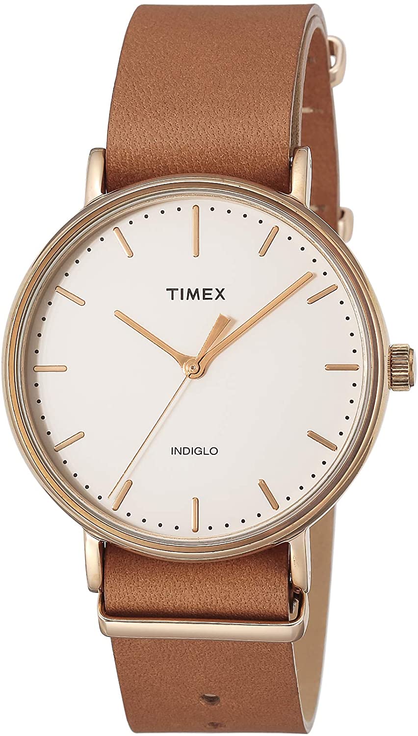 Timex Unisex TW2P91200 Fairfield 41 Brown Leather Slip-Thru Strap Watch