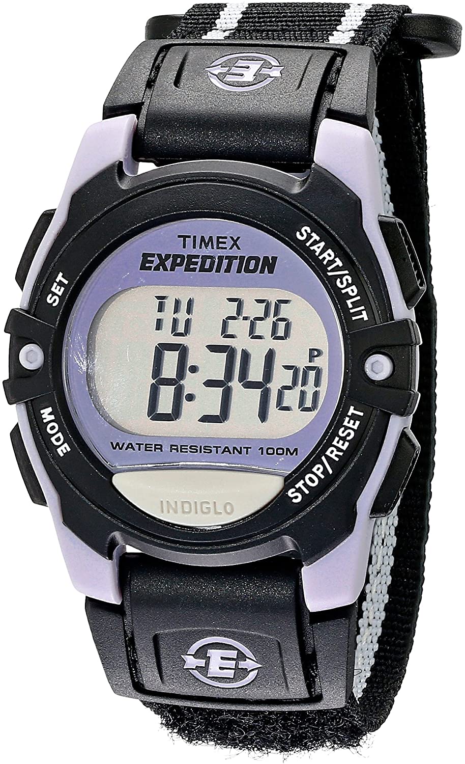 Timex Unisex T49658 Expedition Classic Digital Chrono Alarm Timer 39mm Watch, Black Fast Wrap Velcro Strap Watch