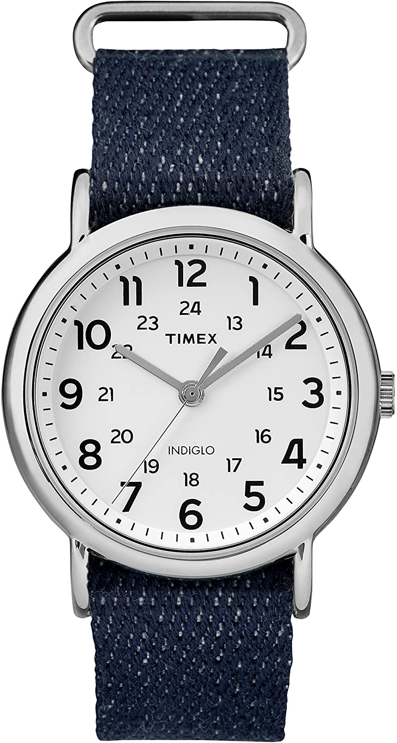 Timex Unisex TW2R10600 Weekender Dark Blue Denim Slip-Thru Strap Watch