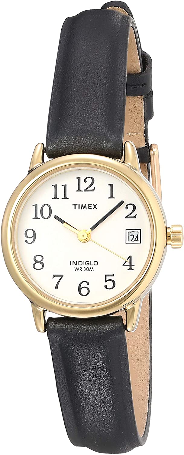 Timex  Women's Indiglo T2H341 Easy Reader Black Leather Strap Watch