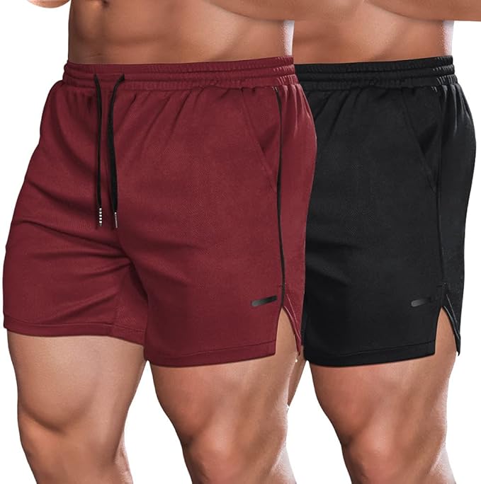 COOFANDY Men's 2-Pack Gym Shorts: Premium Imported 5-Inch Quick-Dry Fabric for Ultimate Workout Comfort