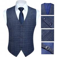 Men's Suit Vest Plaid Dress Vest for Men Slim Fit 