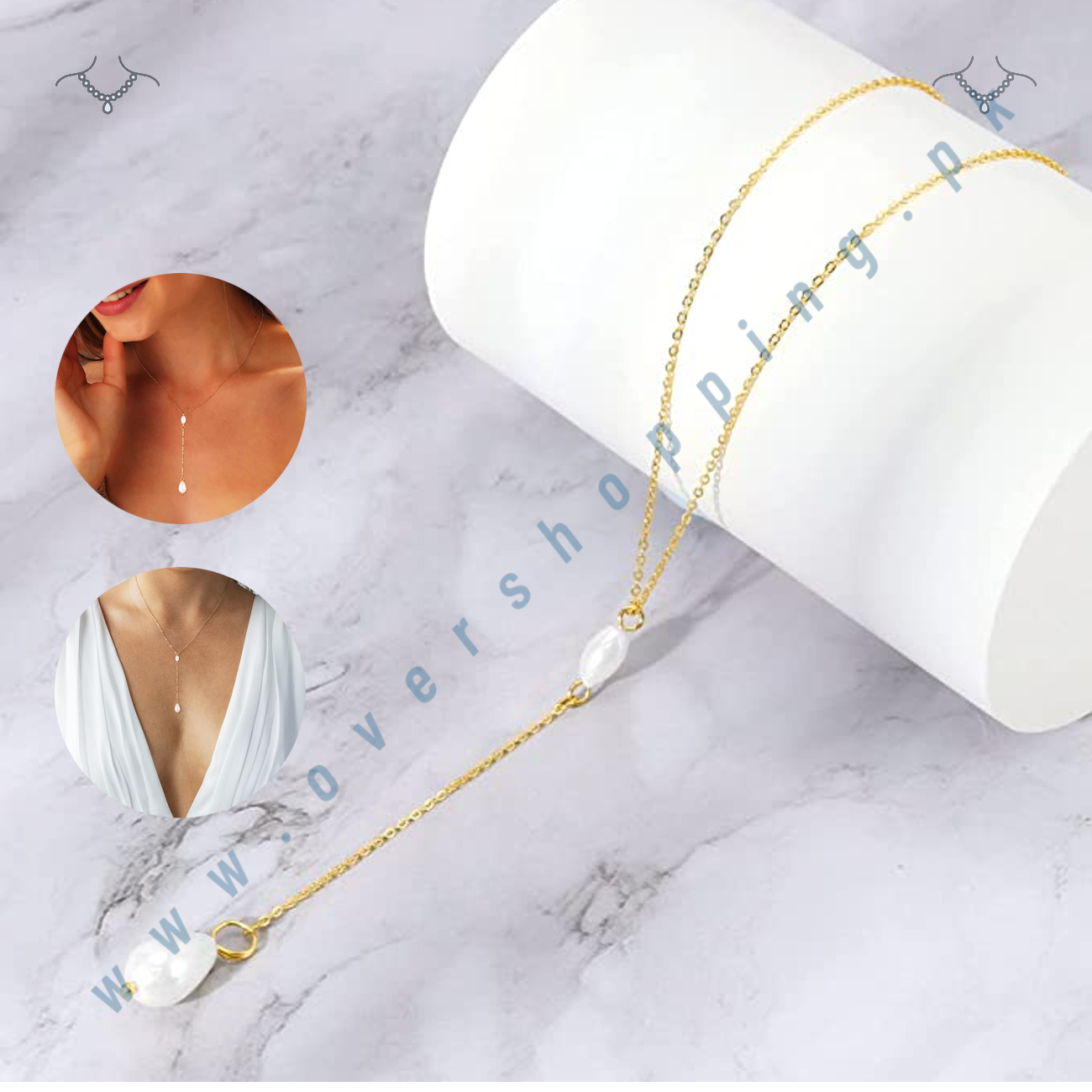 14K Real Gold Plated Dainty Pearl Necklaces for Wo