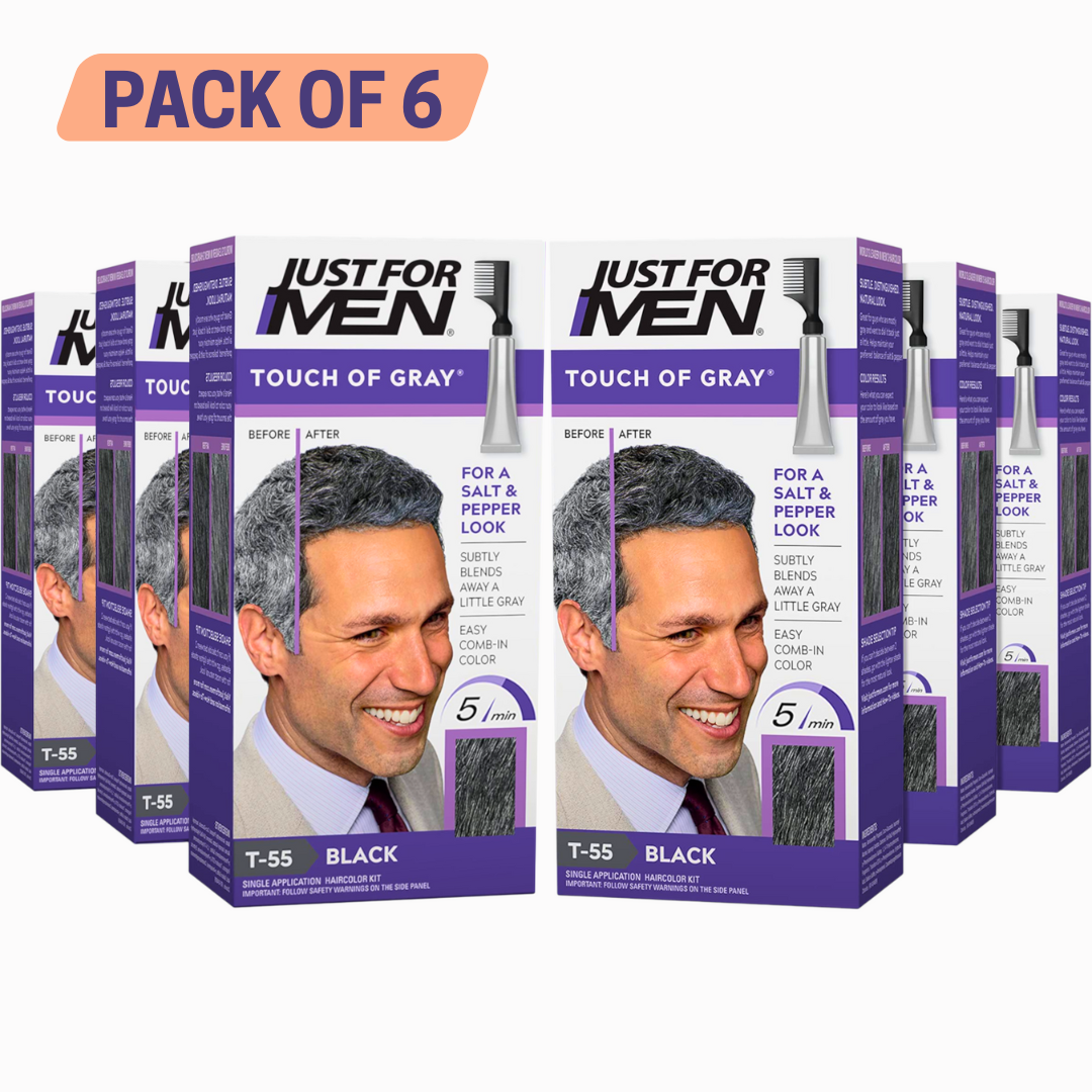 Just For Men Touch of Gray 6-Pack Bundle T-55 Blac