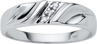 Men's Platinum over Sterling Silver Genuine Diamon