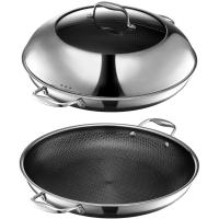 HexClad Hybrid Nonstick 14‑Inch Frying Pan + Sta