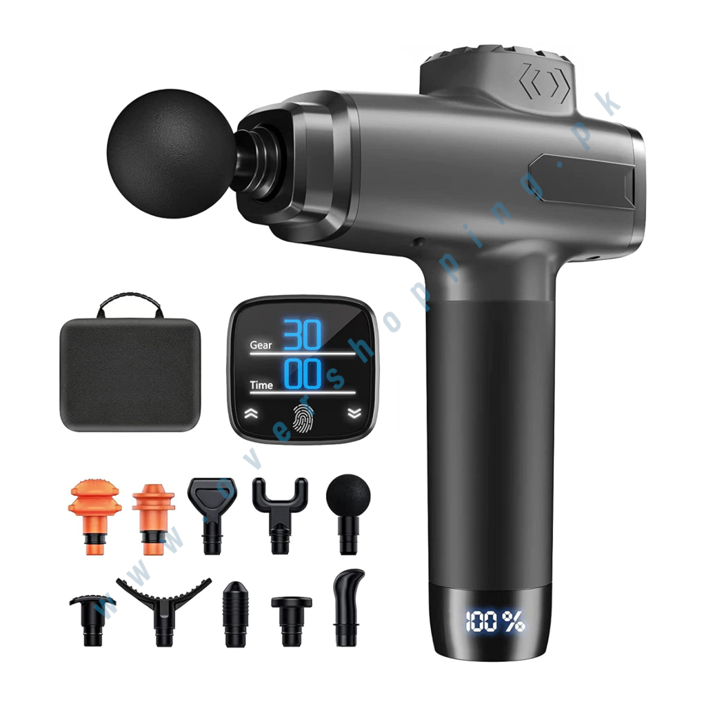 Deep Tissue Massage Gun (30 Speeds, 10 Heads) – 