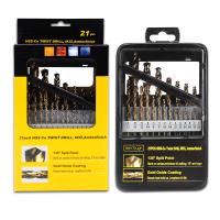 21Pcs Titanium Drill Bit Set, M35 Co 5% High Speed
