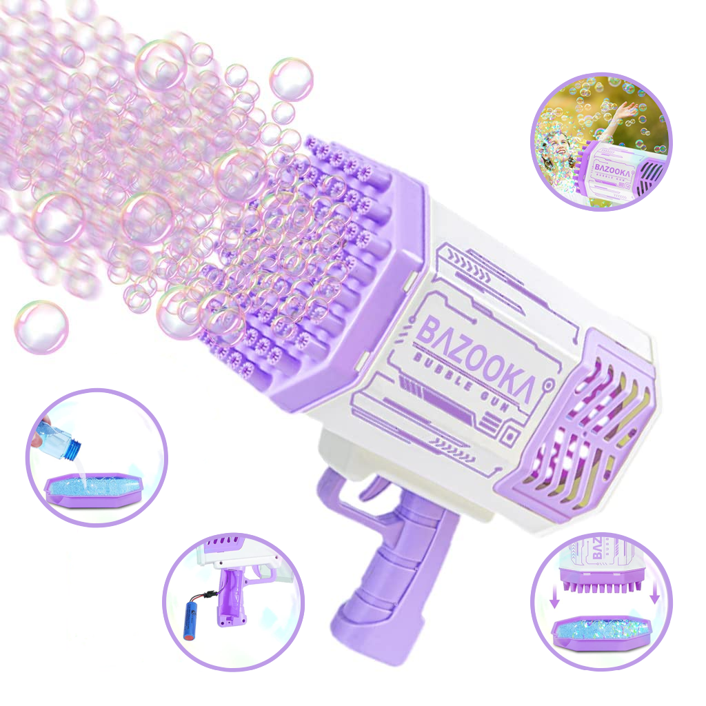 Bubble Machine Gun, Purple Bubble Gun with Lights,