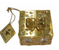 24k Gold Plated Gift Box Figurine with Austrian Cr