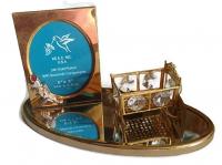 24k Gold Plated Frame with Baby Cradle Figurine with Austrian Crystal Components