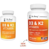 Dr. Berg 7-in-1 Vitamin D3 + K2 10,000 IU (120 Capsules) – High Absorption, Naturally Derived, 4X 