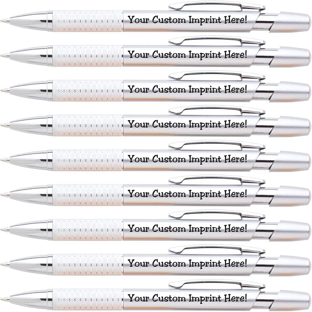 Sleek 12 Qty Silver Ballpoint Pens with Click Acti