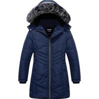 Pursky Girls’ Warm Navy Blue Winter Coat – Lon