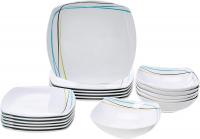 18-Piece Square Kitchen Dinnerware Set, Dishes, Bo