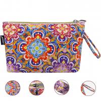 Gloppie Bohemian Makeup Bag - Small Travel Cosmetic Bag for Women, Geometric Zipper Pouch for Purse 