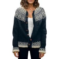 LIZALIG Plus Size Fair Isle Chunky Cardigan for Wo