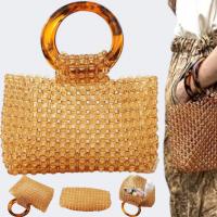 YIFEI Beaded Handbag: Wedding Clutch, Brown Acryli