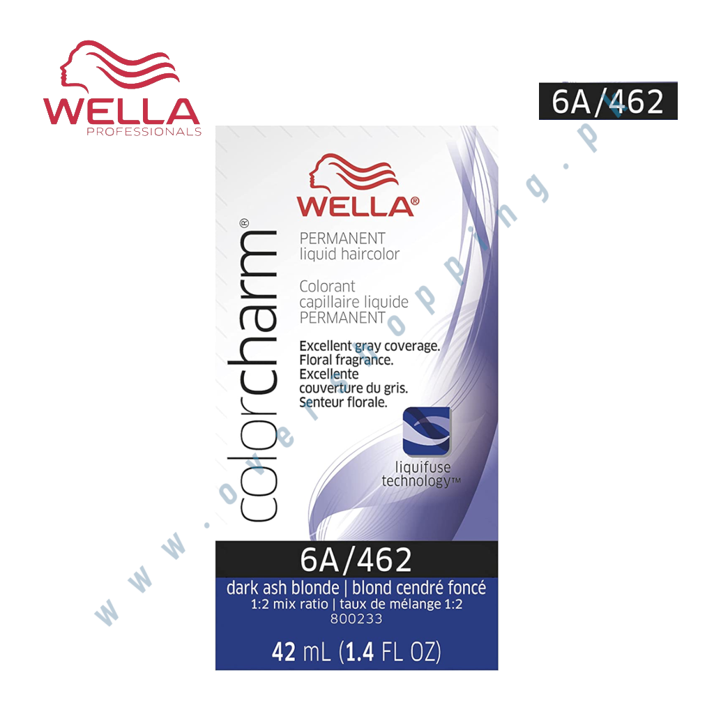 Wella ColorCharm Permanent Liquid Hair Color for Gray Coverage, 6A Dark Smokey Ash Blonde - 1.4 Fl.O