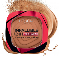 L'Oreal Paris Infallible Fresh Wear Foundation in a Powder, Golden Sun, 0.31 Fl Oz (9g)