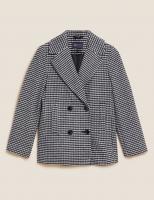 Dogtooth Collared Short Coat with Wool by Marks &a