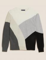 Supersoft Colour Block Crew Neck Jumper Sweater - 