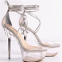 MissHeel Clear Platform Lace-Up Stilettos: Leg-Len