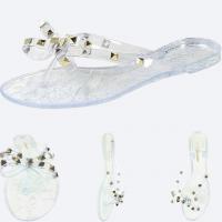 Women's Clear Jelly Sandals with Studded Bow Desig