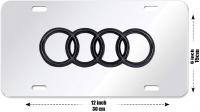 Audi Logo 3-D Silver Mirror Stainless Steel Front 