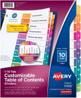 Avery Ready Index Table of Contents Dividers, 10-T