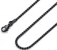 FOSIR Mens Womens Stainless Steel Black Rolo Cable&hellip;