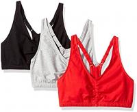 Fruit of the Loom Women's Adjustable Shirred Front Racerback Bra (Pack of 3)