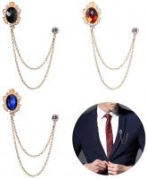 Huture 3 Packs Men's Gem Brooch Lapel Pin Badge Ha