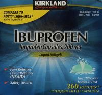 Ibuprofen Liquid Softgels 200mg, 360 Capsules, Kir