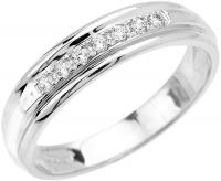 Men's 14k White Gold Wedding Band with Diamonds