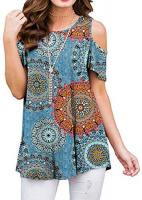 PrinStory Women's Shorts Sleeve Casual Cold Should