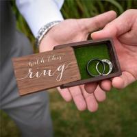 Rustic Wood Ring Box with Faux Moss Interior Engag