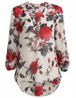 SheIn Women s Floral Printed V Neck High Low Hem B