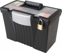 Storex Portable File Box with Organizer Lid, 17.13
