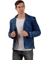 Men's Blue Denim Blazer size M L Blue