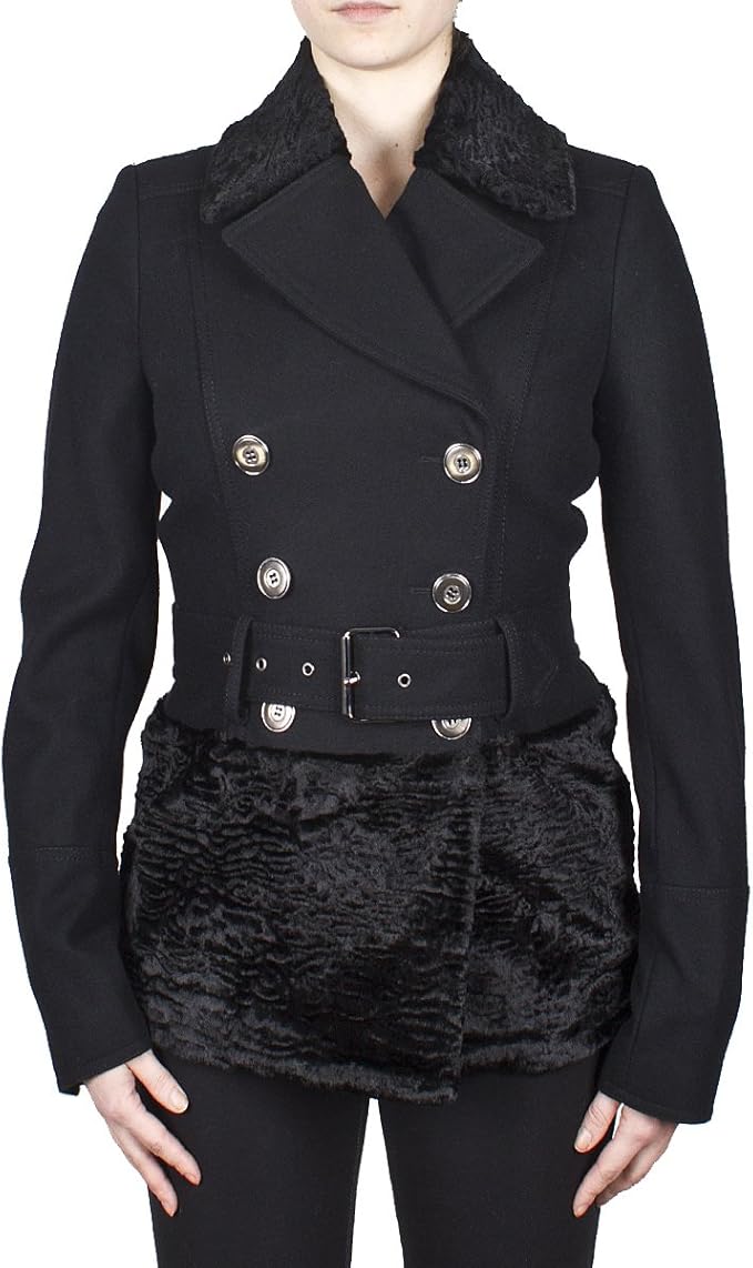 ABS by Allen Schwartz Faux Fur Trim Military Jacke