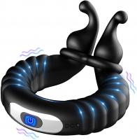 Adjustable Vibrating Silicone Penis Cock Ring for Men Erection Enhance & for Testicles Stimulation