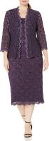 Alex Evenings Women's Plus Size Lace Jacket Dress,